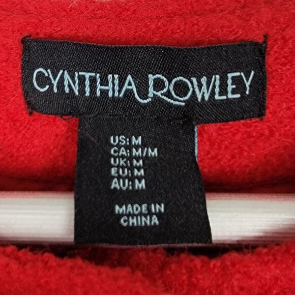 CYNTHIA ROWLEY Cherry Red Boiled Wool/Viscose Sweater Jacket - Size M - Picture 5 of 6